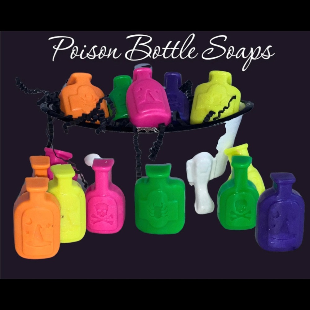 Poison Bottle Soap Favor Set of 12, Scary Halloween Soap, Gift bag, Witch Brew